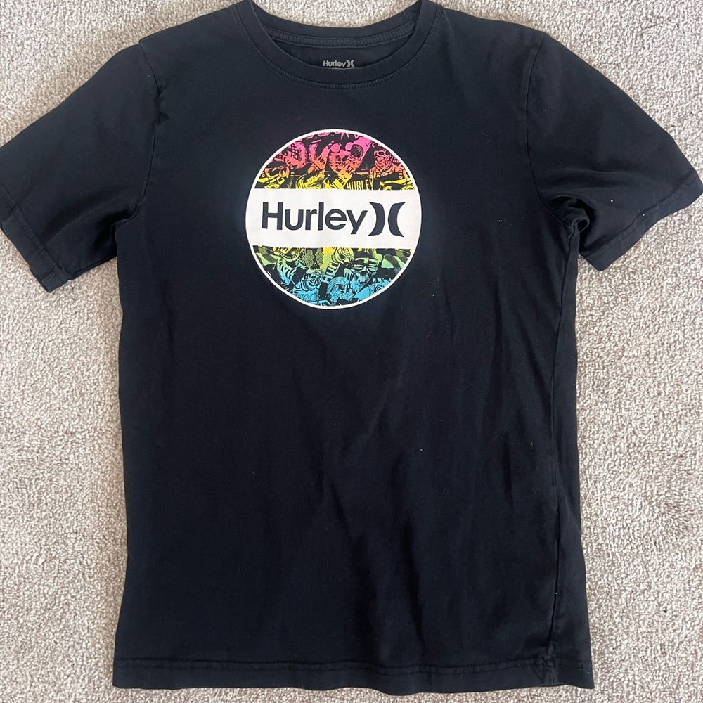 Hurley Black Tee with Vibrant Circle Graphic